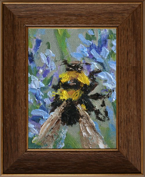 BUMBLEBEE 05... framed / FROM MY SERIES "MINI PICTURE" / ORIGINAL PAINTING by Salana Art Gallery