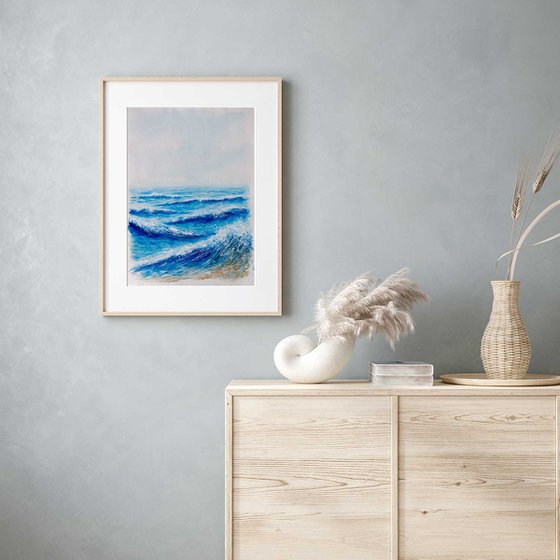 "Ocean Diary, July 25th, 2019" mixed-media painting