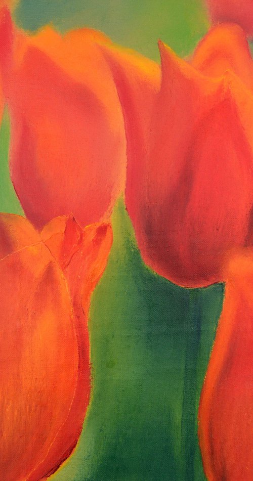 Scarlet tulips by Elena Lukina