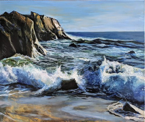 The Atlantic Ocean - original oil painting - seascape painting - oil art waves by Anna Brazhnikova