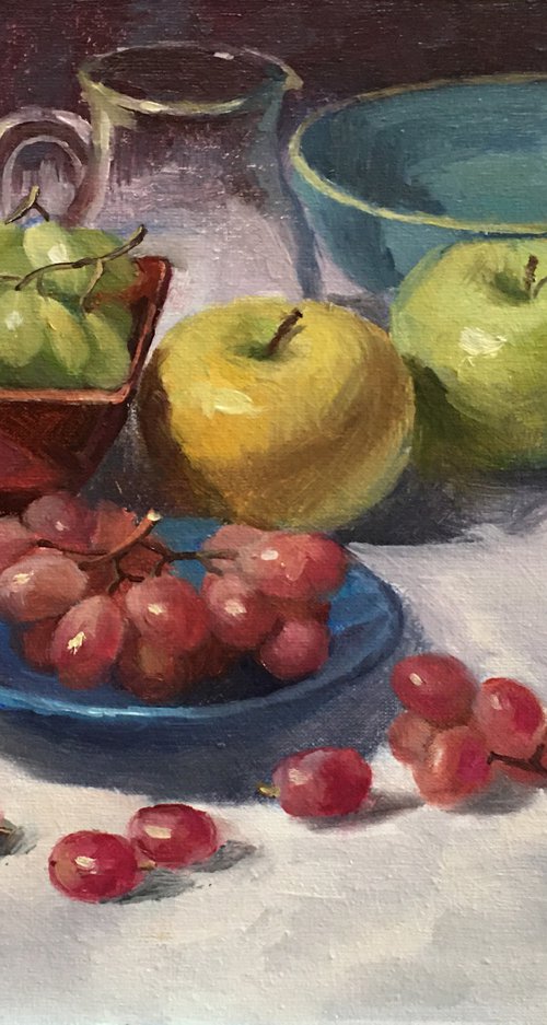 Still Life with Grapes and Apples by Ling Strube