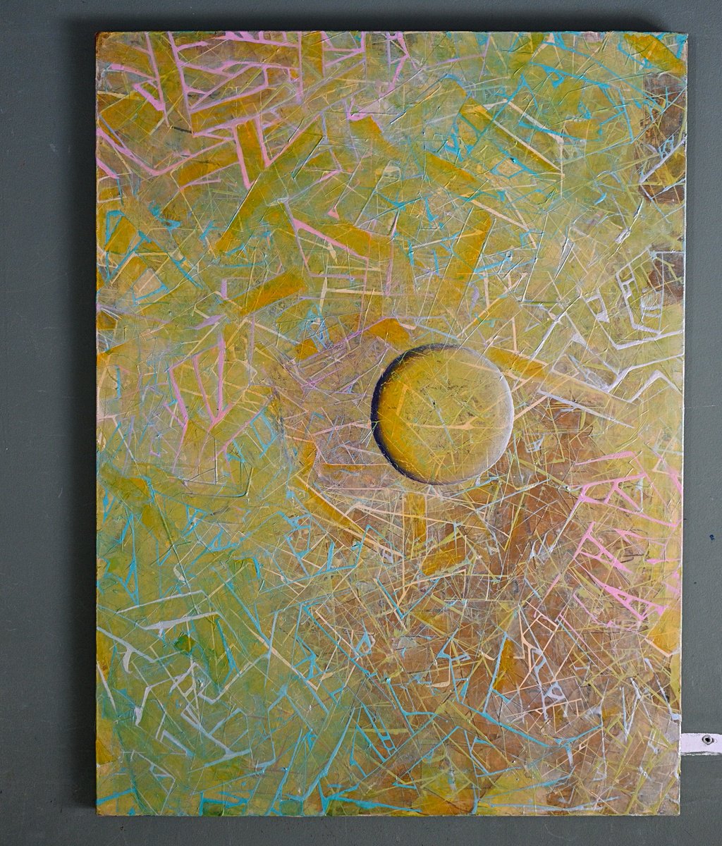 Geometric Abstract Painting By Giuseppe Pastore, 24 X 31, Truth, Original Artwork