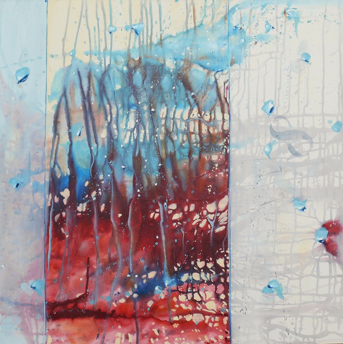 Abstract Landscape Oil Painting By Cynthia Ligeros, 36 X 36, Where The Earth Meets The Stars, Original Artwork