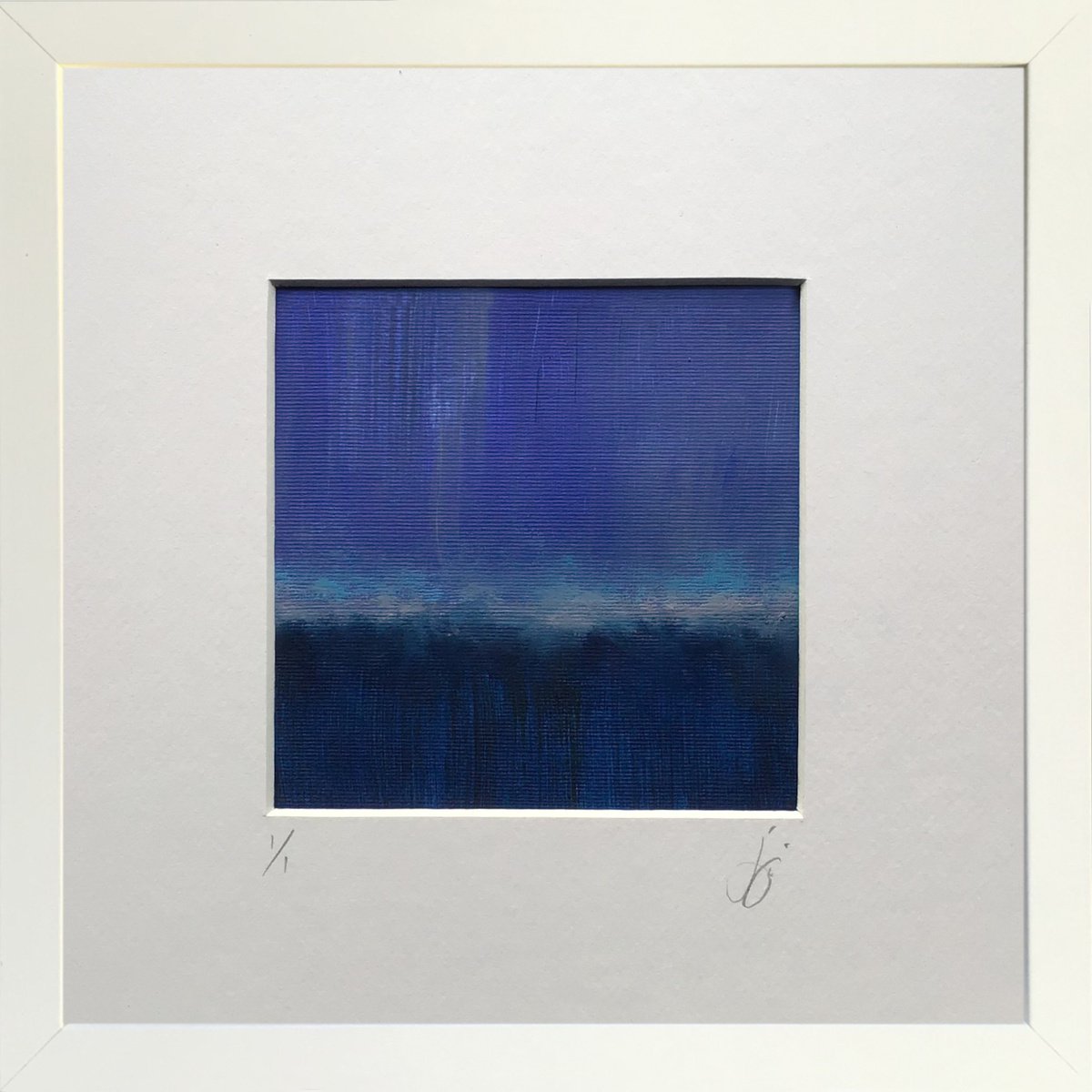 Interaction II (Blue/Blue) - Framed original painting by Jon Joseph