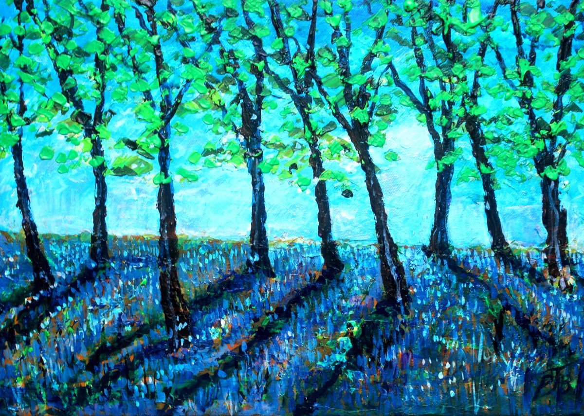 Impressionistic Landscape Acrylic Painting By Paul J Best, 17 X 12", Micheldever Morning V, Original Artwork