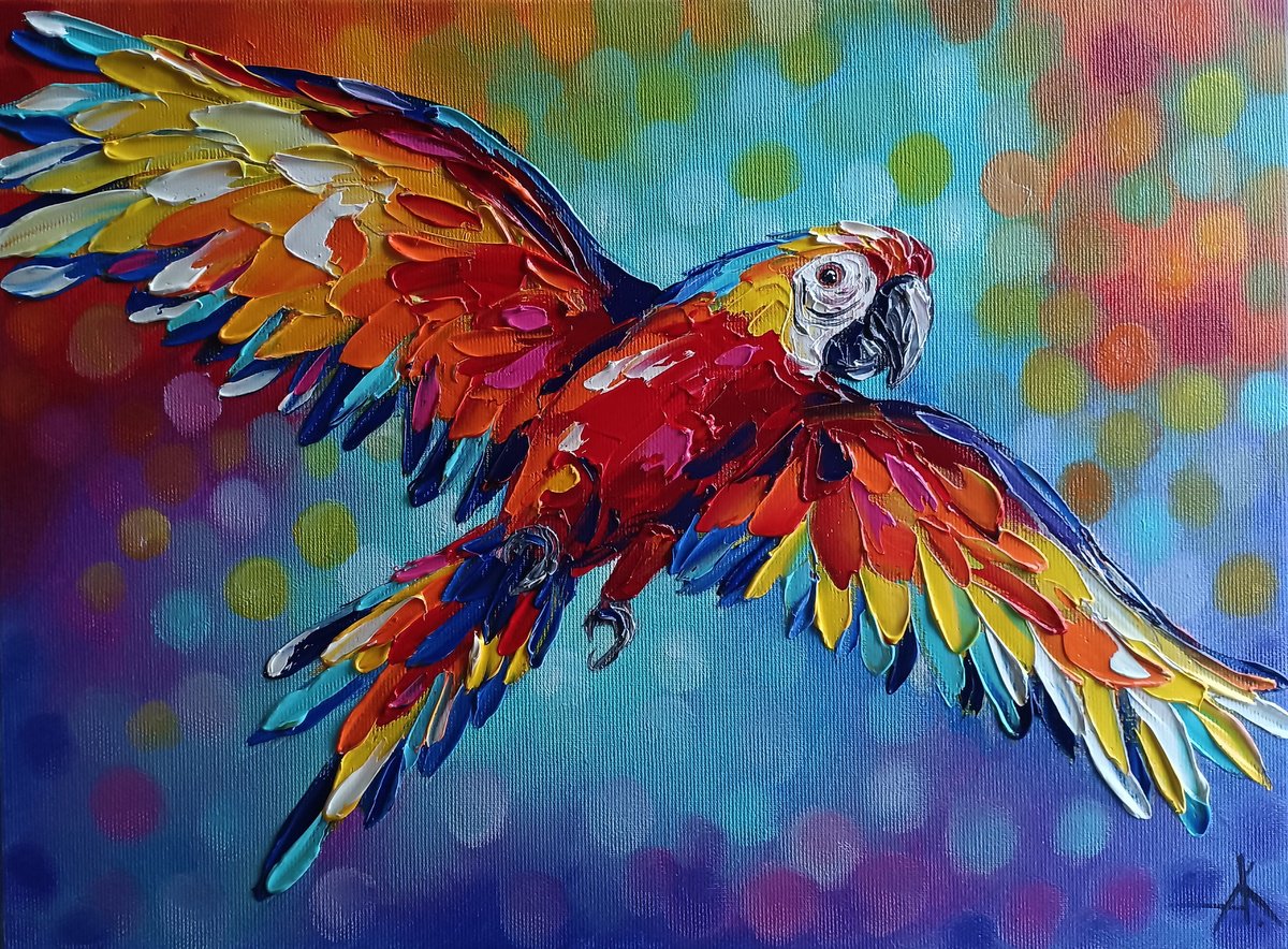 Impressionistic Animal Oil Painting By Anastasia Kozorez, 16 X 12, In The Colored Sky, Original Artwork