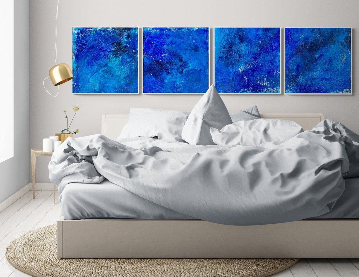 Abstract Acrylic Painting By Anita Kaufmann, 39 X 39, Blue Abstract No. 2224, Original Artwork