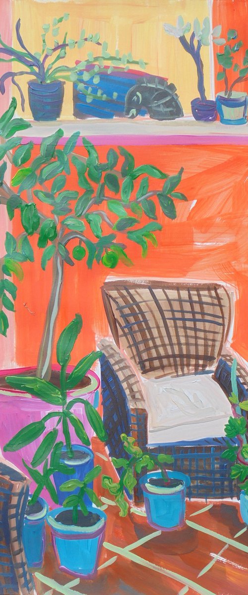 Patio Corner with Orange Tree by Kirsty Wain