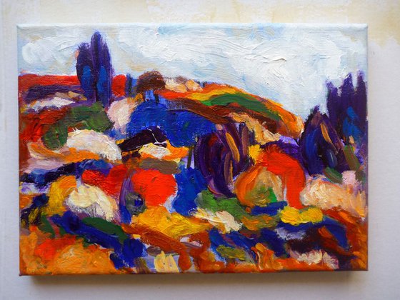 La colline aux cyprès /oil on canvas/2018