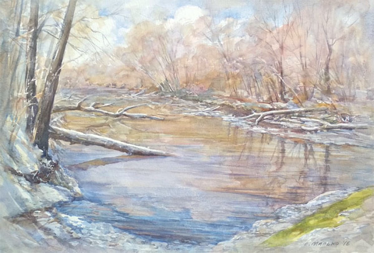 Impressionistic Watercolour , There Where The Beavers Live By Olha Malko, 22 X 15, Artwork For Sale On Artfinder