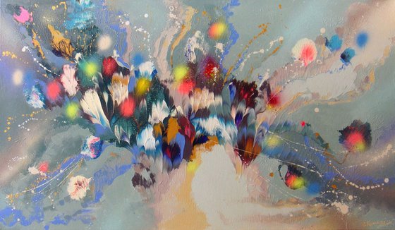 "Morning Flower Melodies", LARGE Painting