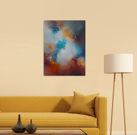 OPPOSITES ATTRACT (Large abstract cloudscape/skyscape oil painting 80cms X 60cms)