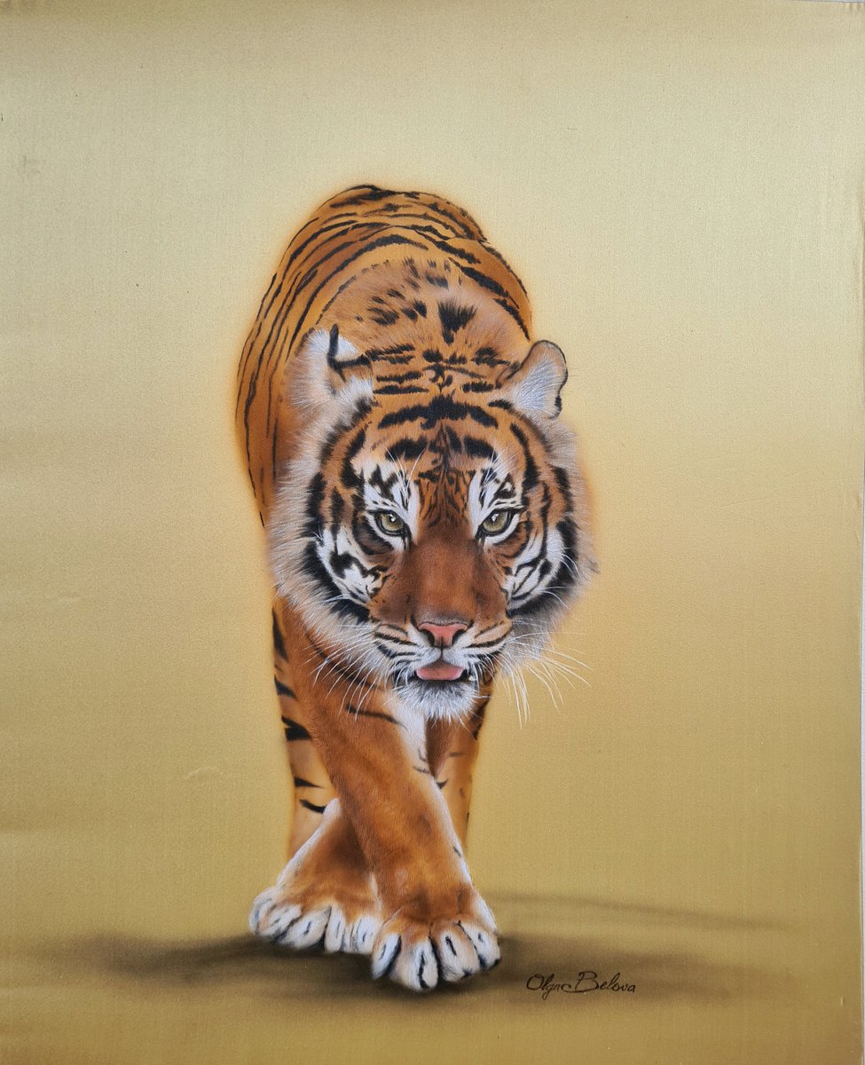 Tiger Mighty - Silk Painting by Olga Belova