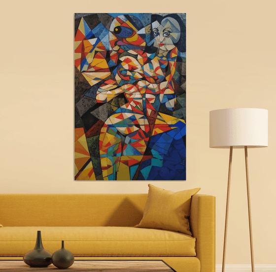 Italian girl (80x120cm, cubism, oil painting)