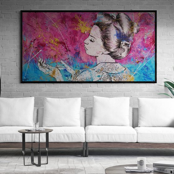 Teal Sunset 190cm x 100cm Textured Urban Pop Art