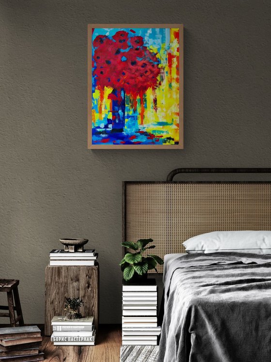 Crimson Bouquet in Blue