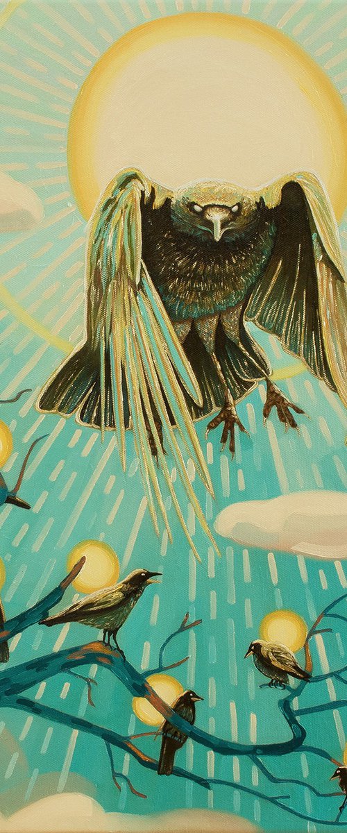 Gold ravens by Yue Zeng