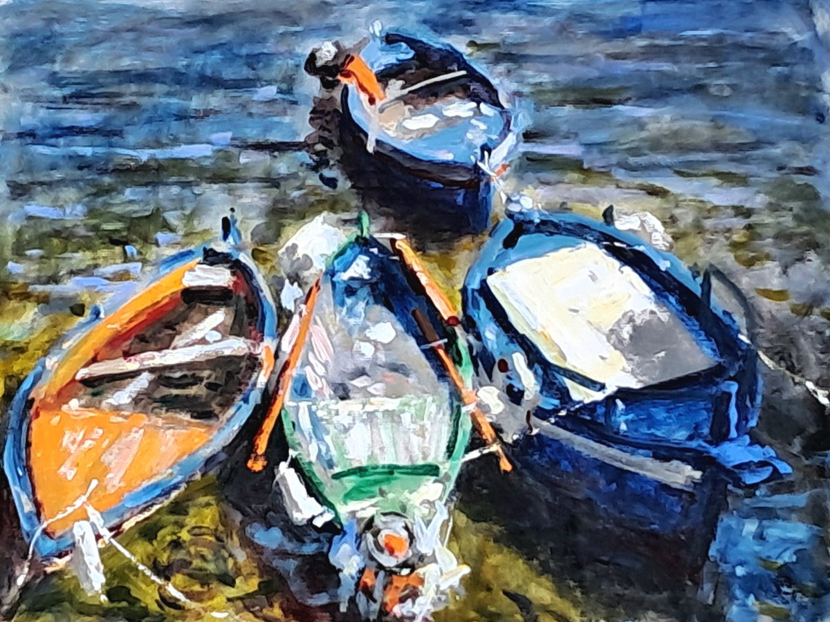  Sicilian Boats By Dimitris Voyiazoglou, 20 X 17, Artwork For Sale On Artfinder