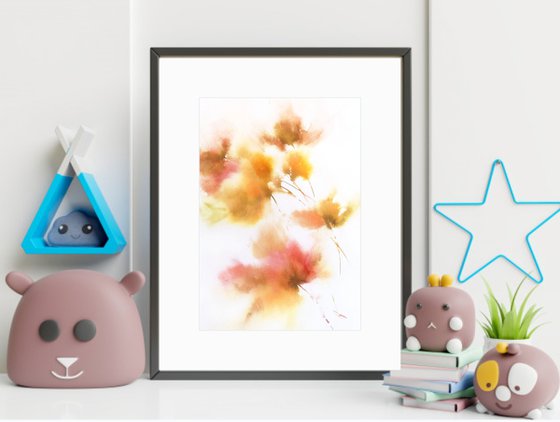 Yellow flowers Watercolor painting