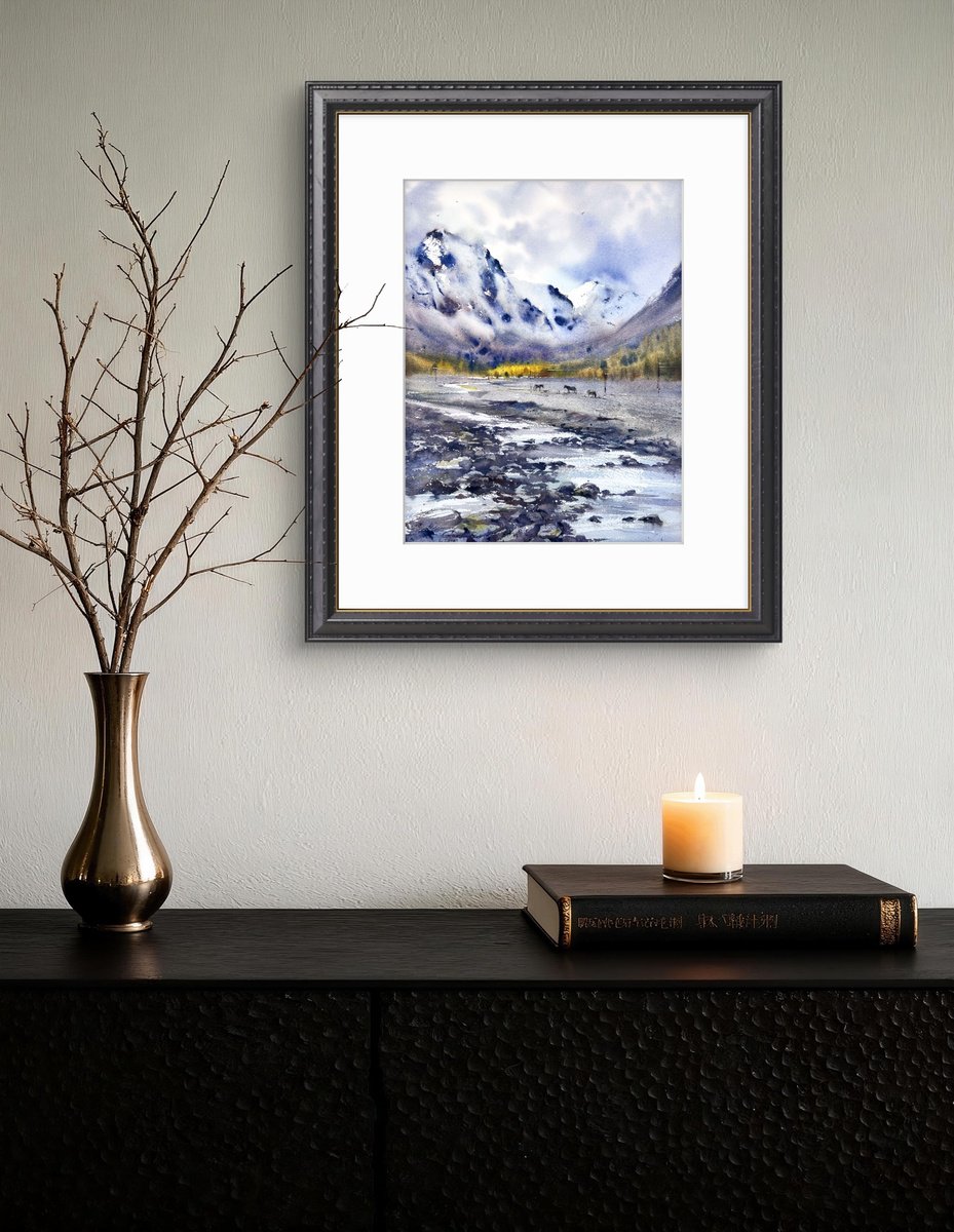 Impressionistic Landscape Watercolour By Eugenia Gorbacheva, 12 X 16, Where Rivers Begin, Original Artwork