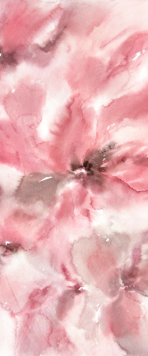 Pink abstract flowers by Olga Grigo