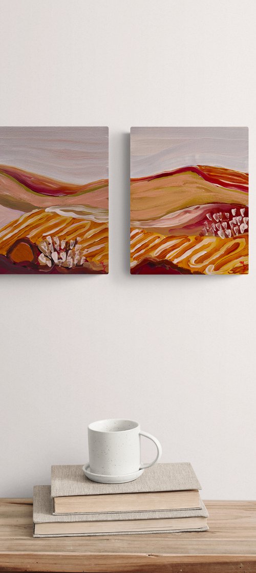 Chase The Hills - Diptych by Maria Al Zoubi