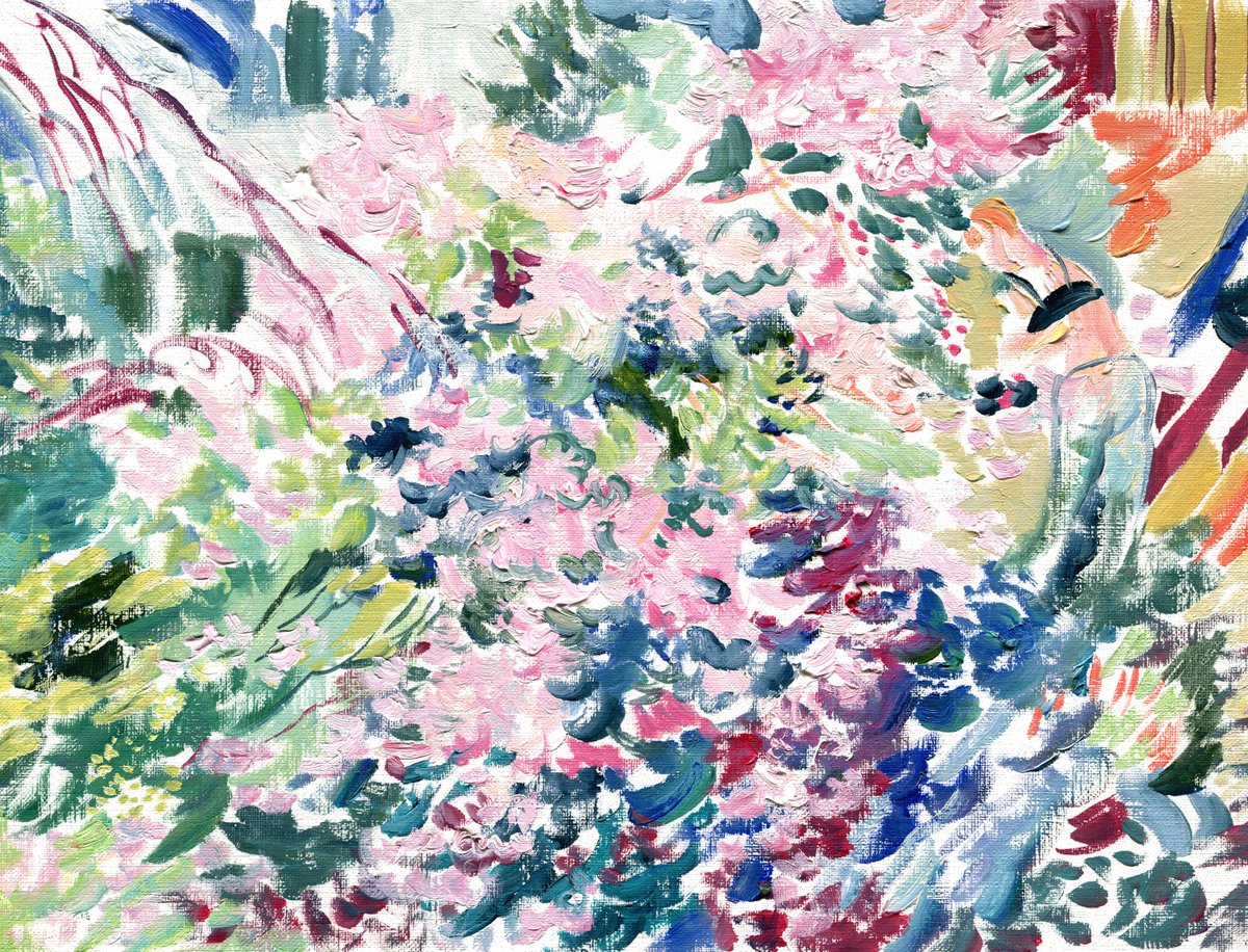 Impressionistic Botanical Oil Painting By Daria Galinski, 13 X 9, Cherry Blossom. Oil On Paper, Original Artwork