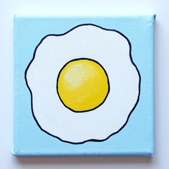 Fried Egg Pop Art Painting On Miniature Canvas