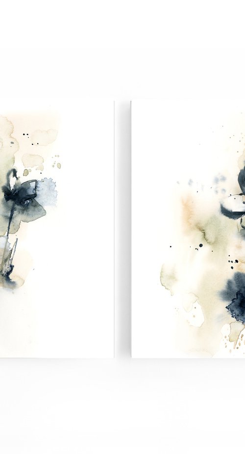 Abstract Florals Watercolor Painting 2 set by Sophie Rodionov