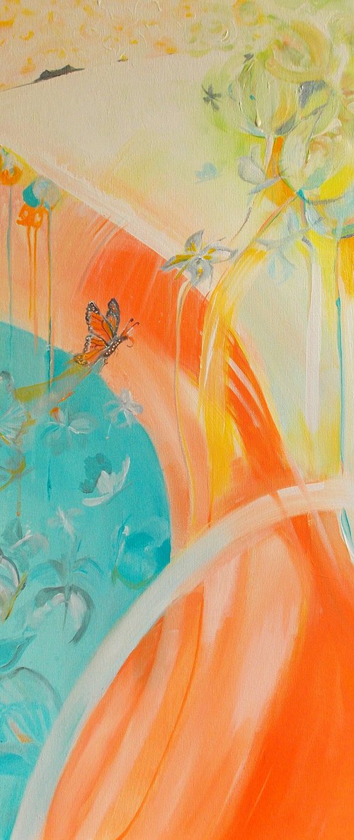 Happiness is a butterfly  Large abstract landscape by Maria Paunova