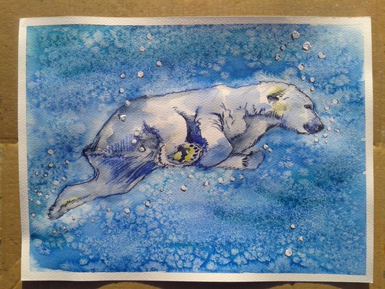"Swimming polar bear"