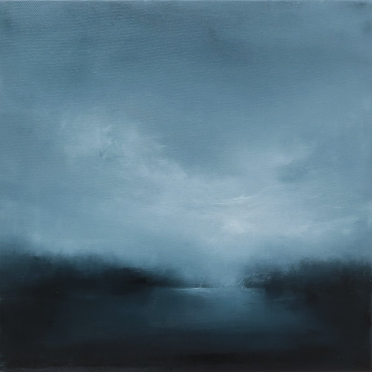 Impressionistic Landscape Oil Painting By Howard Sills, 12 X 12, Dusk Over The Lake, Original Artwork