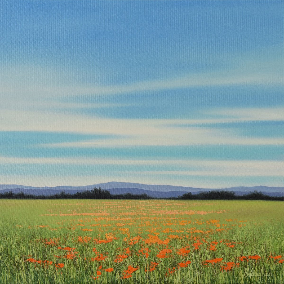 Impressionistic Landscape Oil Painting By Suzanne Vaughan, 16 X 16", Flowers Of Summer, Original Artwork