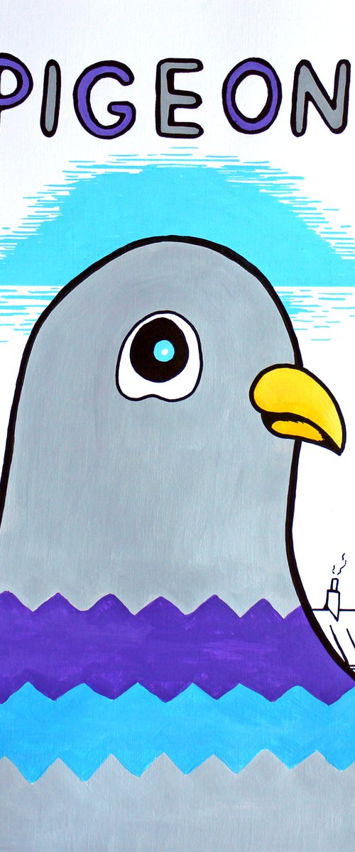 Pigeon Painting on Unframed A3 Paper by Ian Viggars