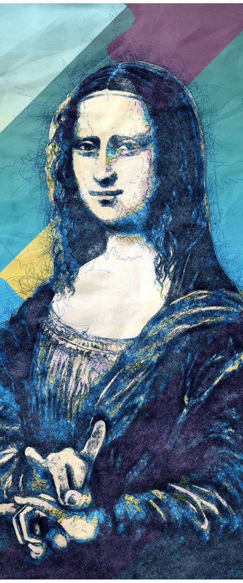 Mona Lisa Sign Of The Horns - Pop Art Modern Poster Stylised Art by Jakub DK - JAKUB D KRZEWNIAK