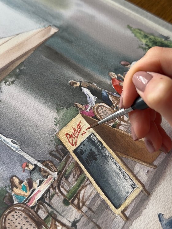 Under a pink chestnut tree