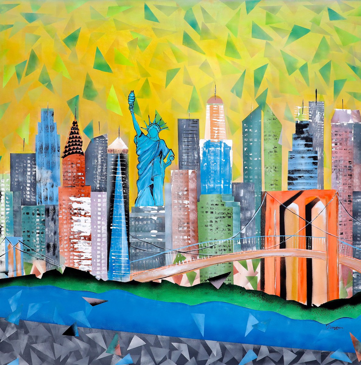 Abstract Landscape Acrylic Painting By Poovi Art, 48 X 48", Appreciate What You Have, Original Artwork