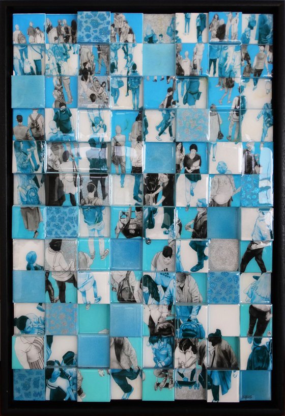 “Families 3D Squares Blue I”