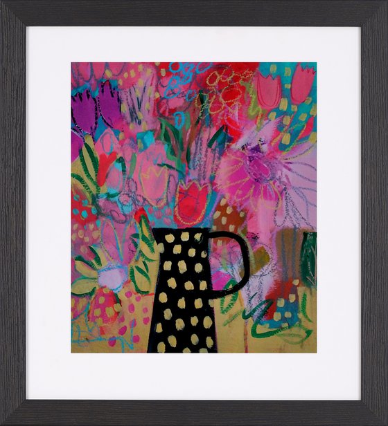 Spring Flowers in a Polka Dot Jug