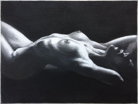 Nude noir #1.2. charcoal on canvas