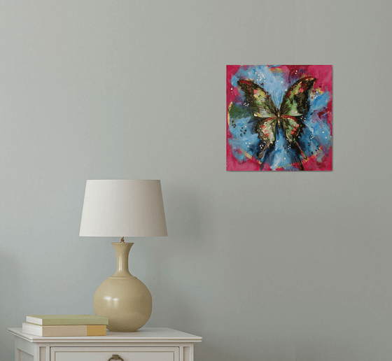 Butterfly, Original Painting on Canvas, Wall Art, Urban, Wall Hangings, Home Decor, Gift For Her, Gift for Him, Interior Design