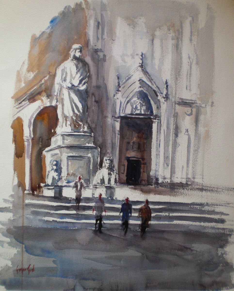 Santa Croce square - Dante’s statue by Giorgio Gosti