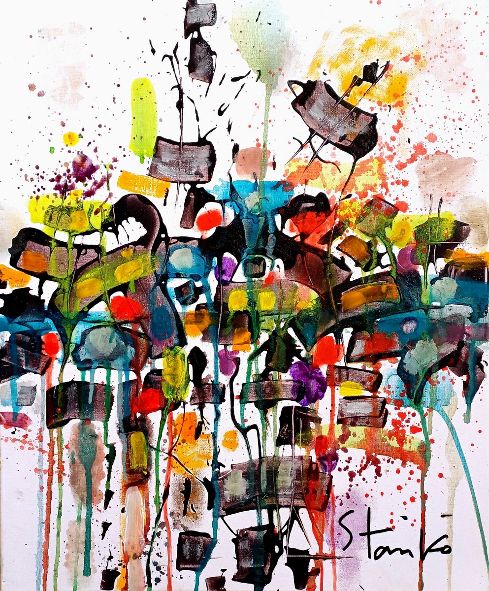 Abstract Acrylic Painting By Stanislav Bojankov, 20 X 24", Abstract Vision-Viii, Original Artwork