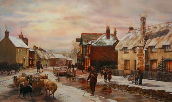 A WINTER'S EVENING, OTTERTON - LIMITED EDITION ON CANVAS