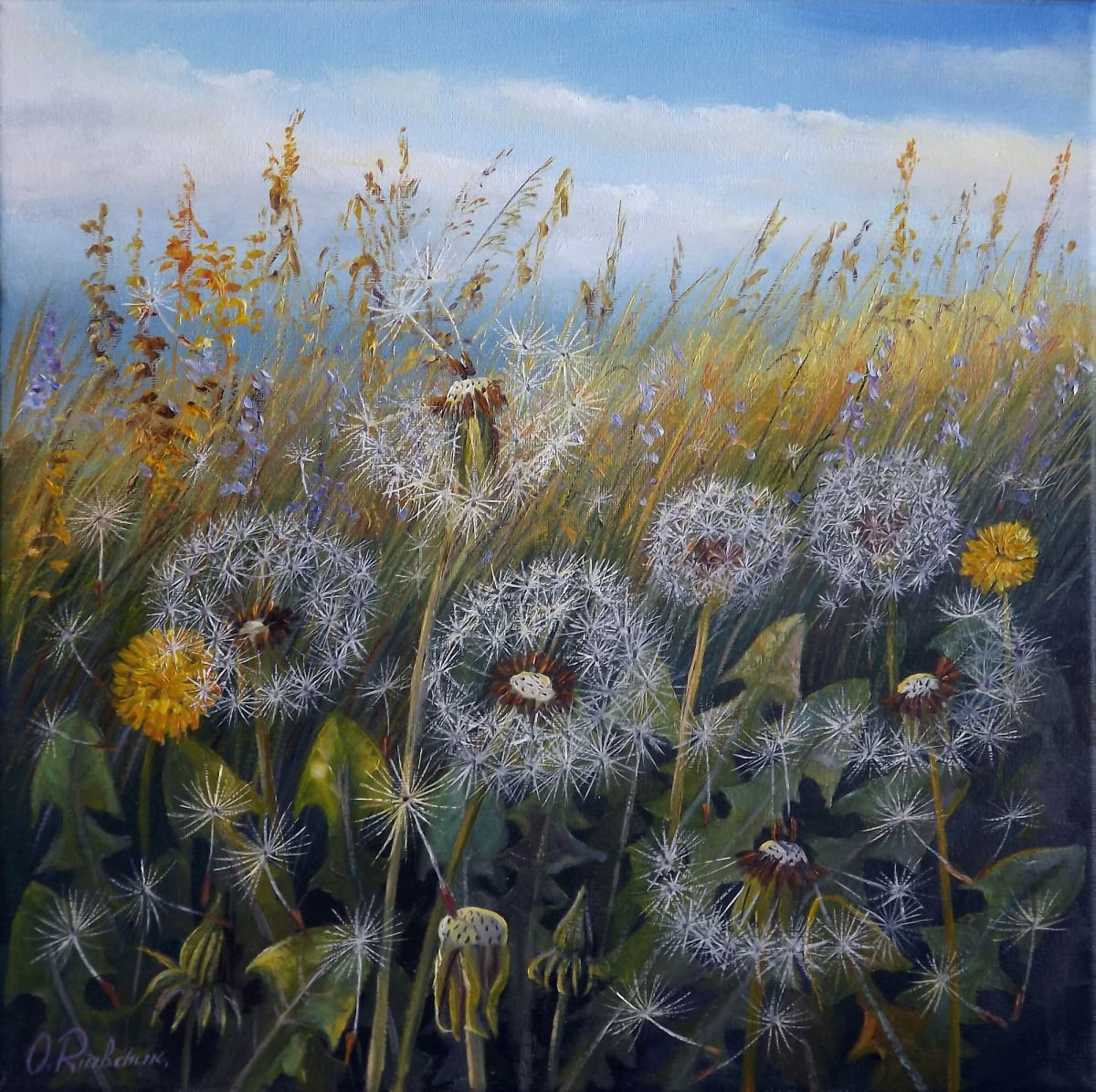 Dandelion Field Oil painting by Oleg Riabchuk | Artfinder