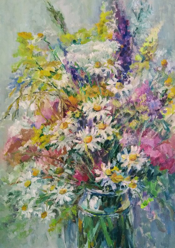 Fields flowers 2. Original oil painting.