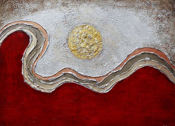 Original Contemporary Mixed Media Paintings "Moon Rising No5"