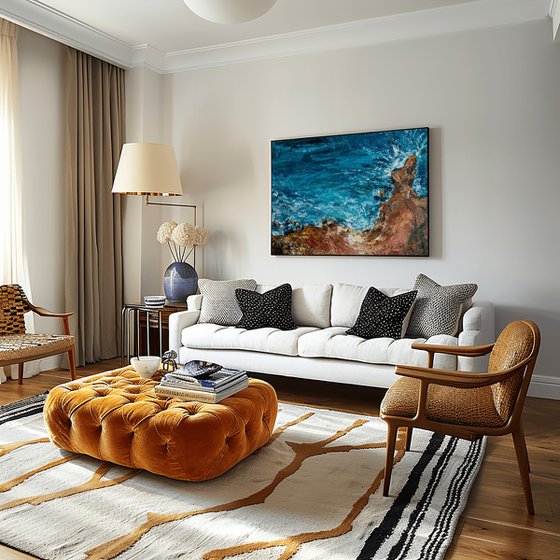 Impasto Ocean Wall Painting