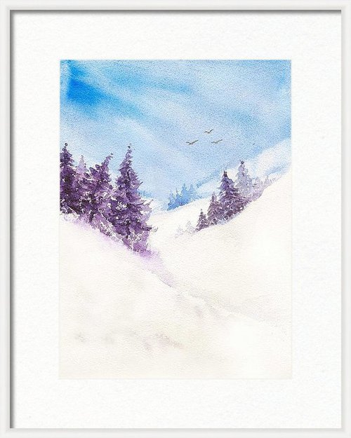 Pine trees and snow in winter by Asha Shenoy