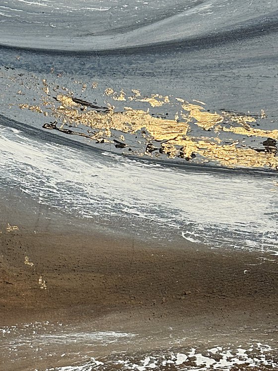 Interwoven Currents. Neutral Beige Grey Gold